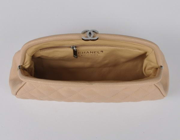Fake Chanel Mini Clutch Bag Grain Leather A35487 Apricot On Sale